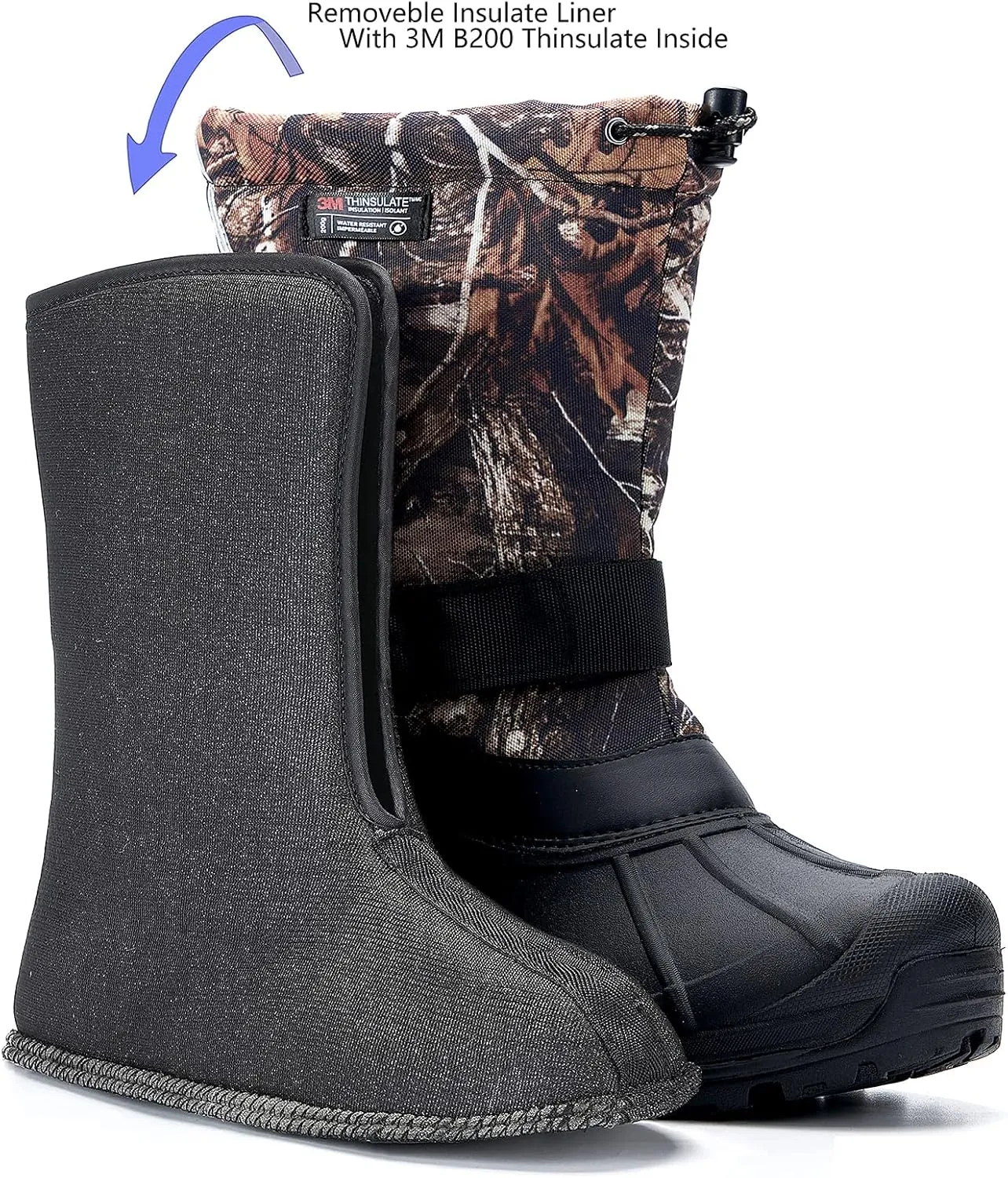 MORENDL Men's Snow Boots for Winter Waterproof Cold-Weather Non-slip Insulation Hiking Shoes with Warmth Removable Liner and Reflective Piping for Visibility