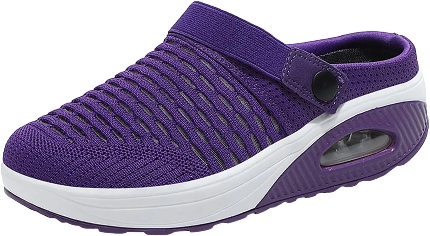 Mules for Women Breathable Mesh Walking Mules Outdoor Hiking Slip On Sandals Sports Water Shoes Fashion Sneakers Slippers Classic Clogs for Women Men Open Back Slip On Shoes Closed Toe Slides