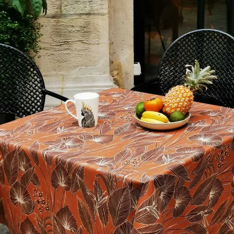 Nappe enduite Jungle brun - Rectangle 160x200cm Fleur de Soleil