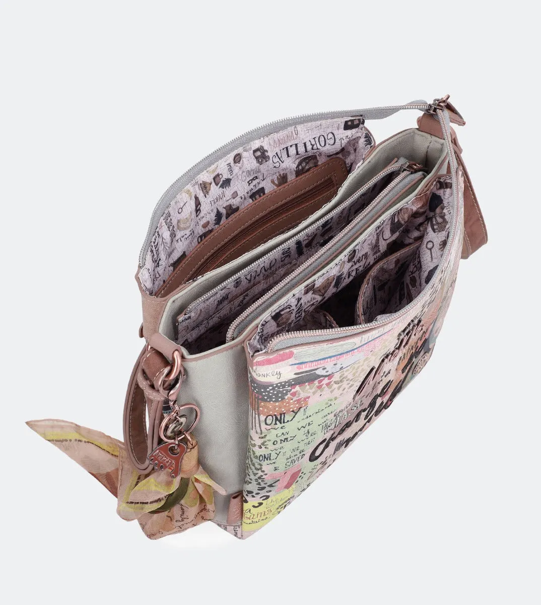 Natural printed crossbody bag
