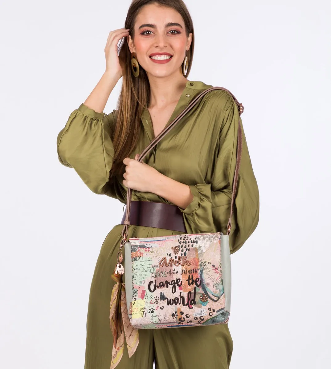 Natural printed crossbody bag