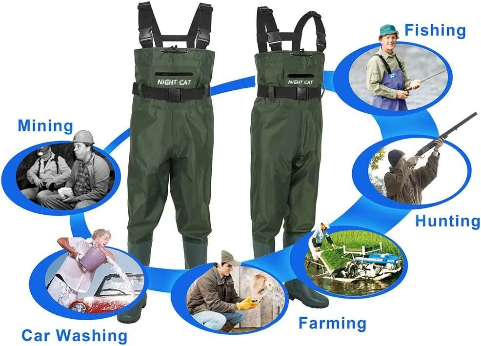 Night Cat Fishing Waders for Men Women Hunting Chest Waders with Boots Waterproof Breathable Crosswater Waders