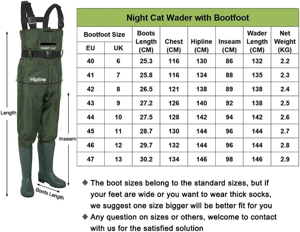 Night Cat Fishing Waders for Men Women Hunting Chest Waders with Boots Waterproof Breathable Crosswater Waders