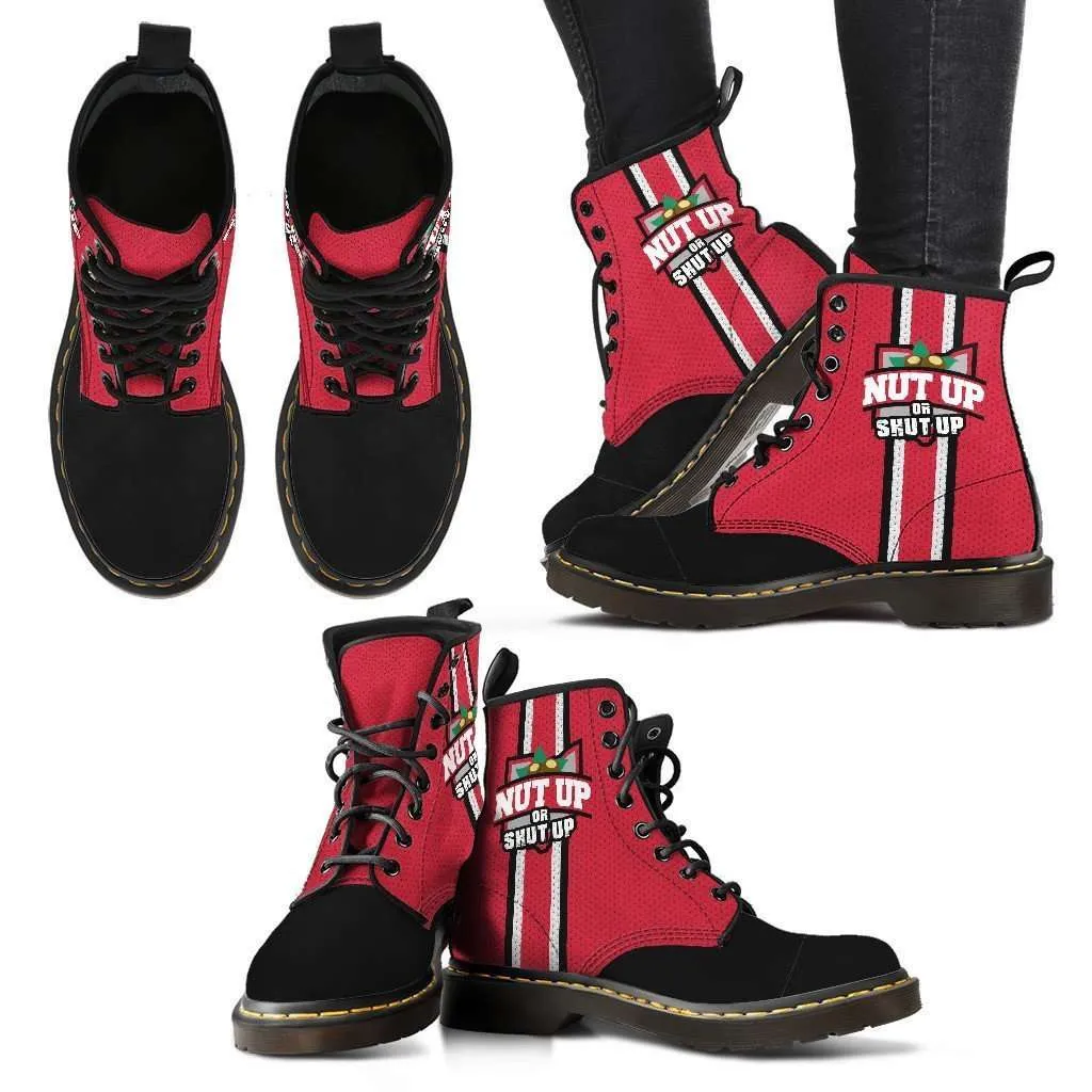 #NutUpOrShutUp Ohio State Fan Faux Leather 7 Eye Lace-up Boots
