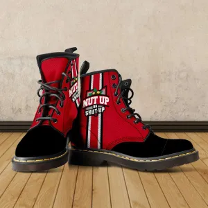 #NutUpOrShutUp Ohio State Fan Faux Leather 7 Eye Lace-up Boots