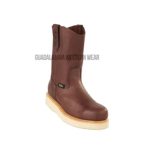 Original Michel Boots Men's Pull On Work Boot Brown Steel Toe