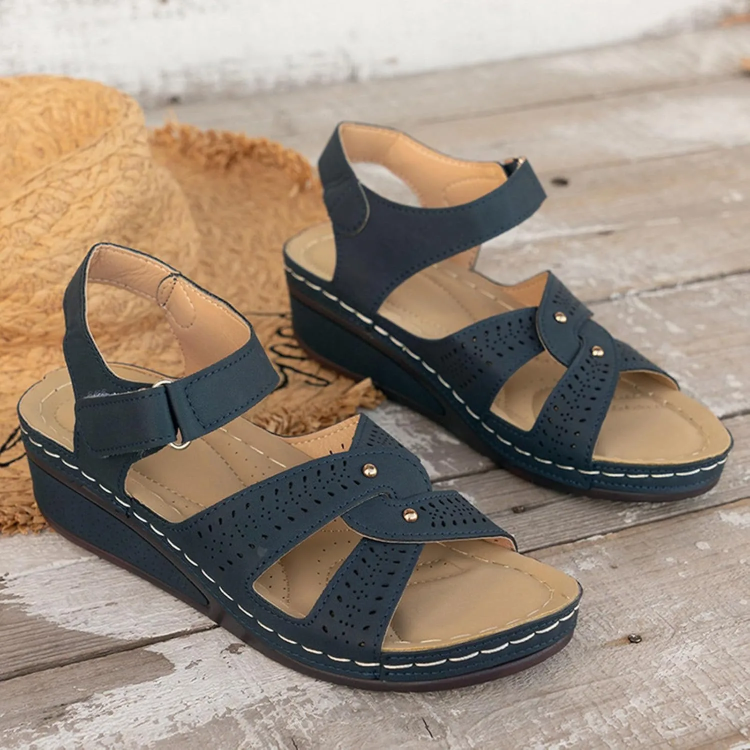 Orthopedic Ankle Strap Sandals for Women Summer Dressy 2025 Open Toe Arch Support Wedges Comfort Shoes for Walking
