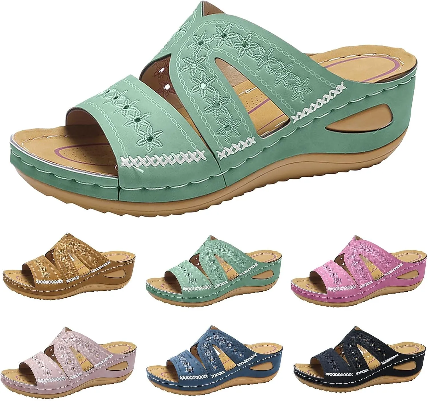 Orthopedic Sandals for Women Dressy Summer Comfortable Walking Sandals with Arch Support Platform Sandals Wedge Slides Shoes