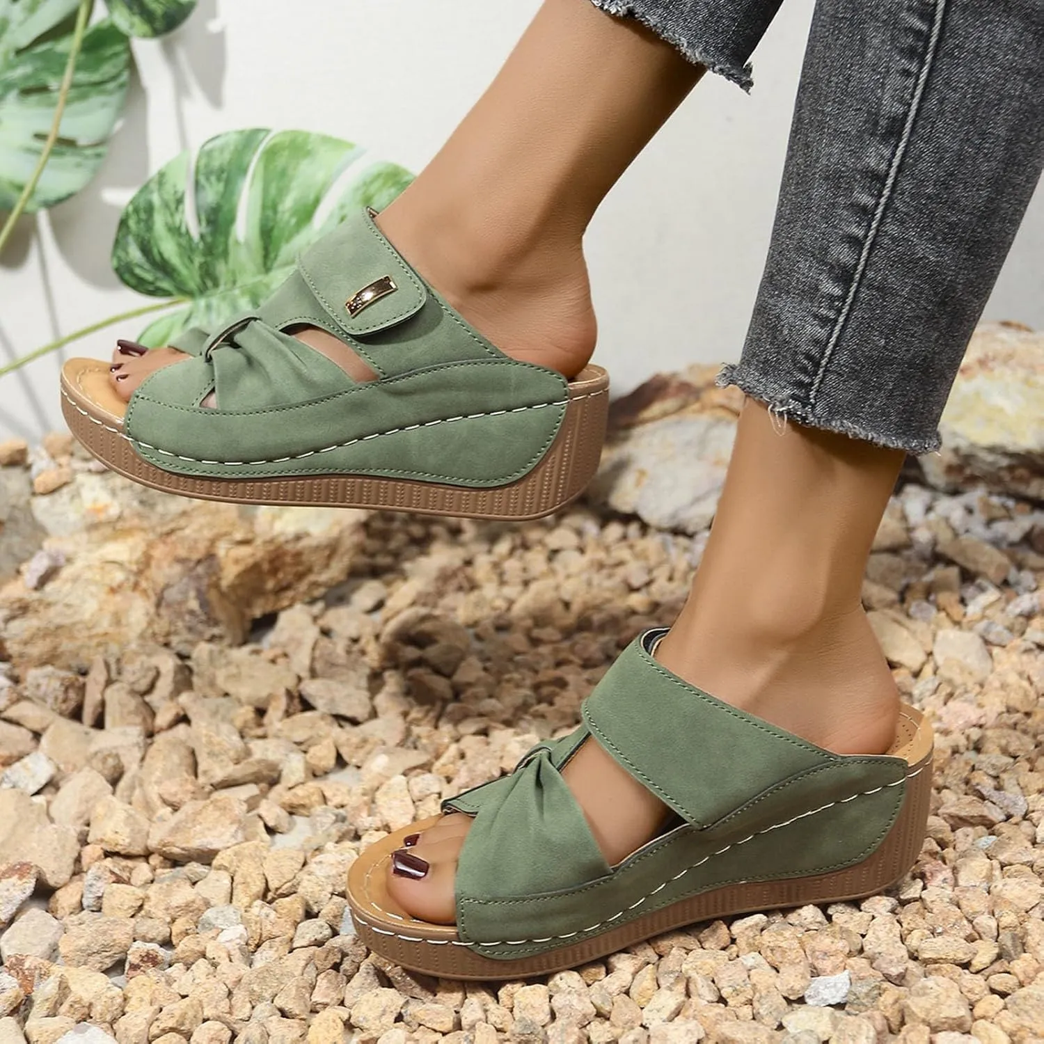 Orthopedic Sandals for Women Slide Shoes Slip On Dressy Summer Womens Sandals Comfort Open Toe Wedge Sandals Walking