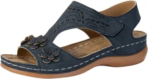 Orthopedic Sandals for Women with Arch Support Flower Sandals Ankle Strap Fish Mouth Open Toe Slip On Slipper