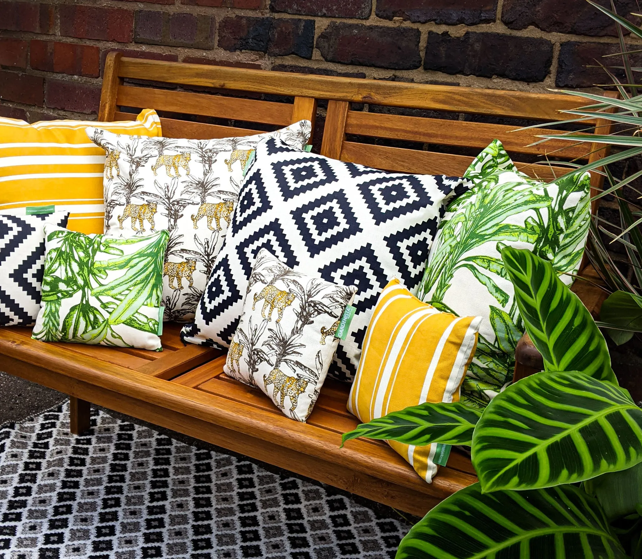Outdoor Water Resistant Cotton Canvas Printed Scatter Cushions - Fern