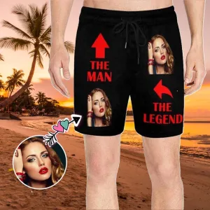 Personalized Swim Trunks Custom Swimming Trunks Design Face Legend Men's Quick Dry Swim Shorts