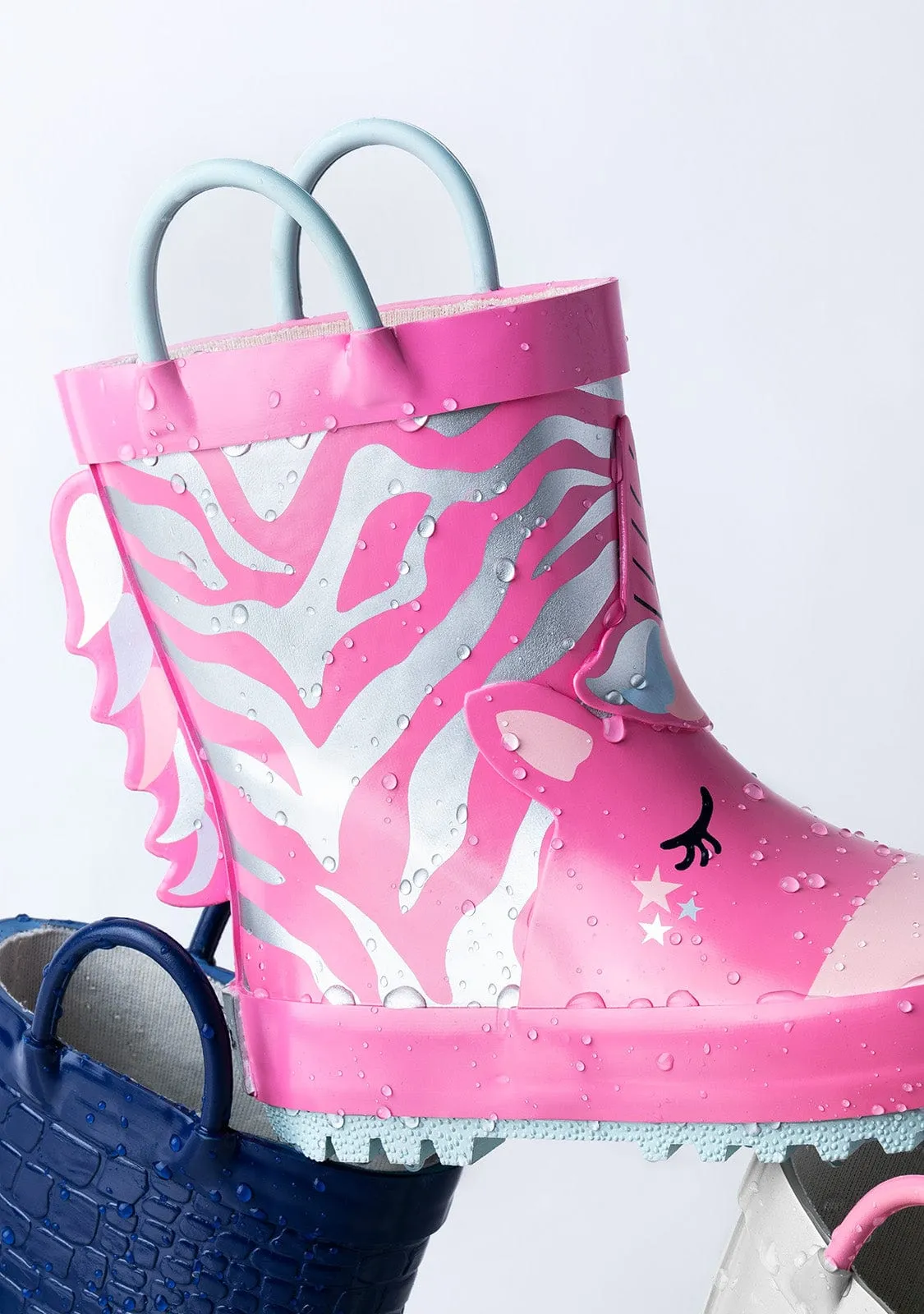 Pink Unicorn Rain Boots Rubber