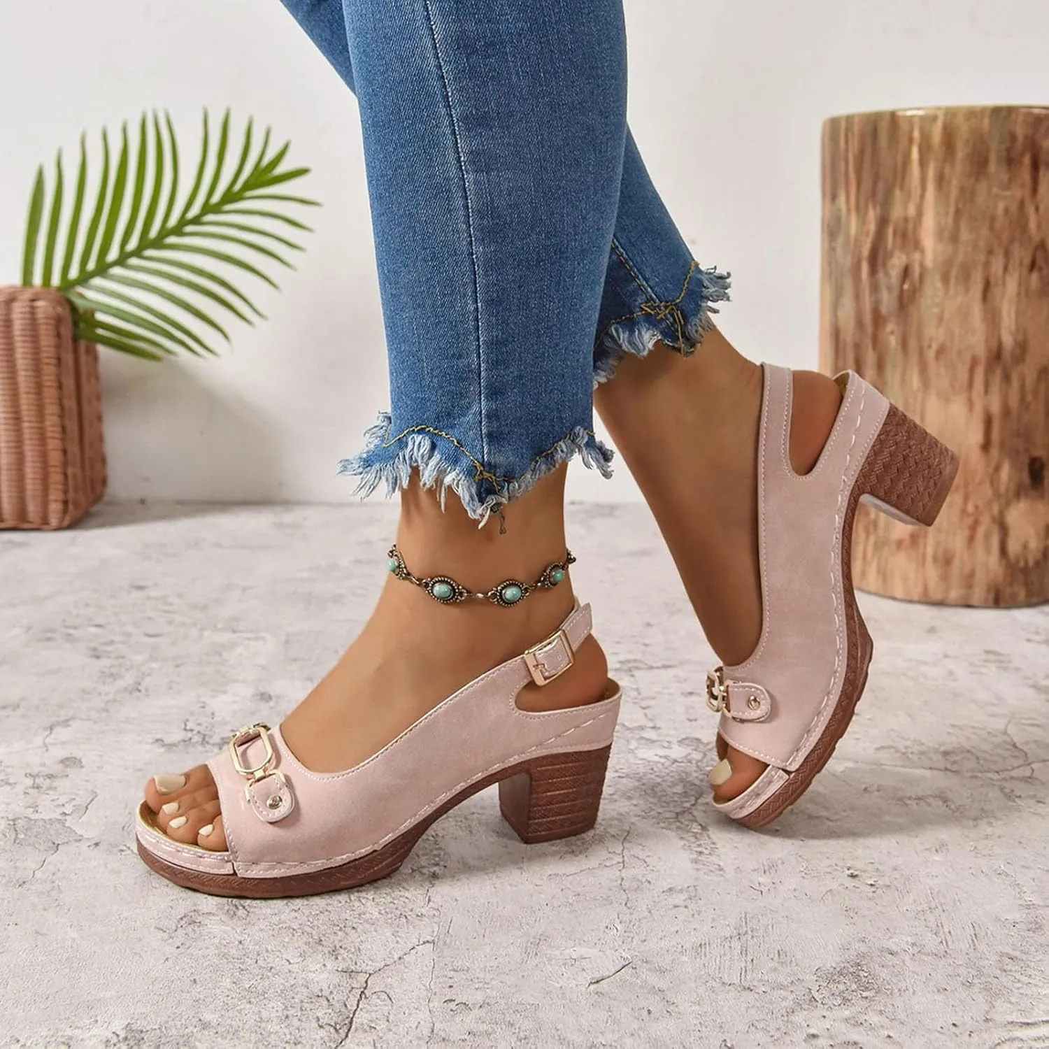 Platform Sandals Women Espadrille Wedge Casual Slippers Open Toe Dressy Heels Summer Slingback Wide Beach High Espadrilles Slip on Cute Slip-on Adjustable Buckle Ankle Strap Shoes Wedges