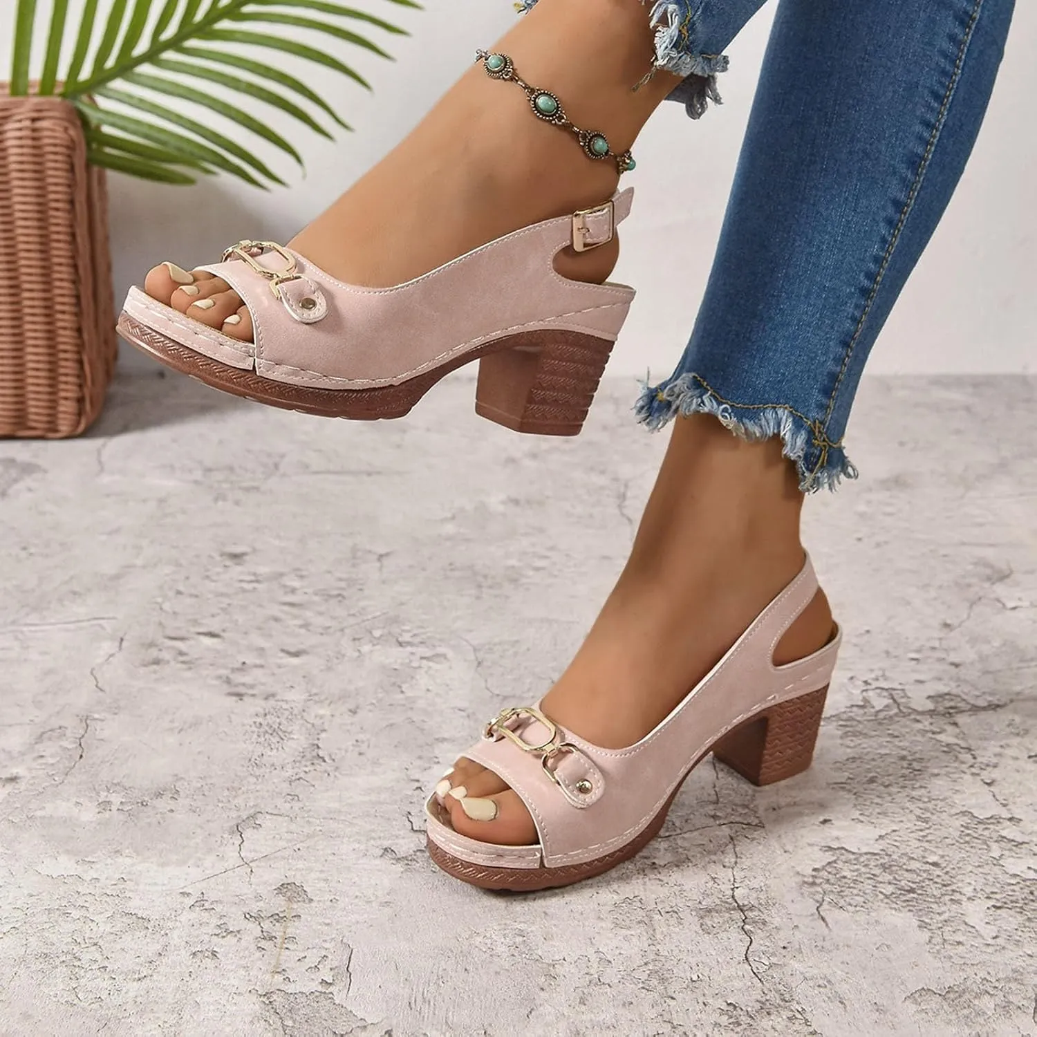 Platform Sandals Women Espadrille Wedge Casual Slippers Open Toe Dressy Heels Summer Slingback Wide Beach High Espadrilles Slip on Cute Slip-on Adjustable Buckle Ankle Strap Shoes Wedges