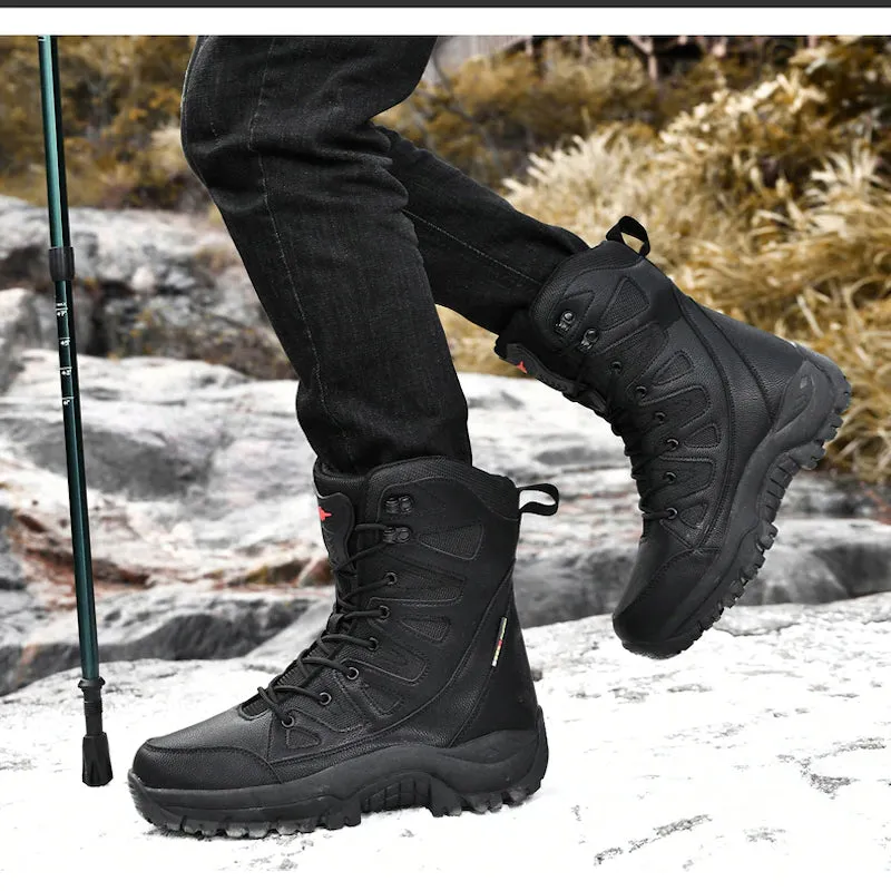 Plush Men Lace Up Casual High Top Snow Boots