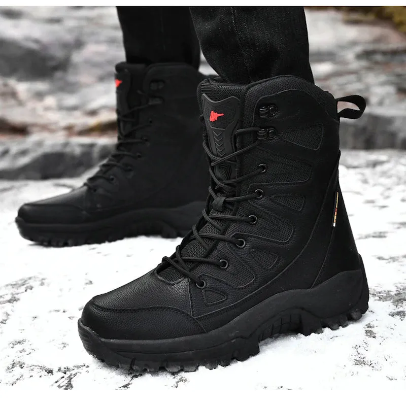 Plush Men Lace Up Casual High Top Snow Boots