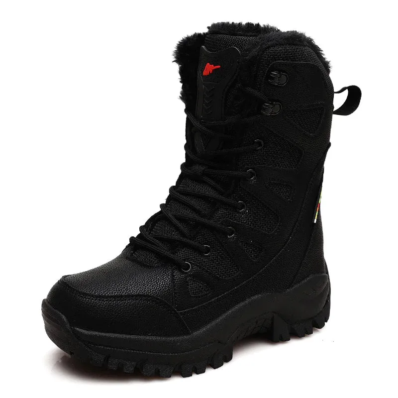 Plush Men Lace Up Casual High Top Snow Boots