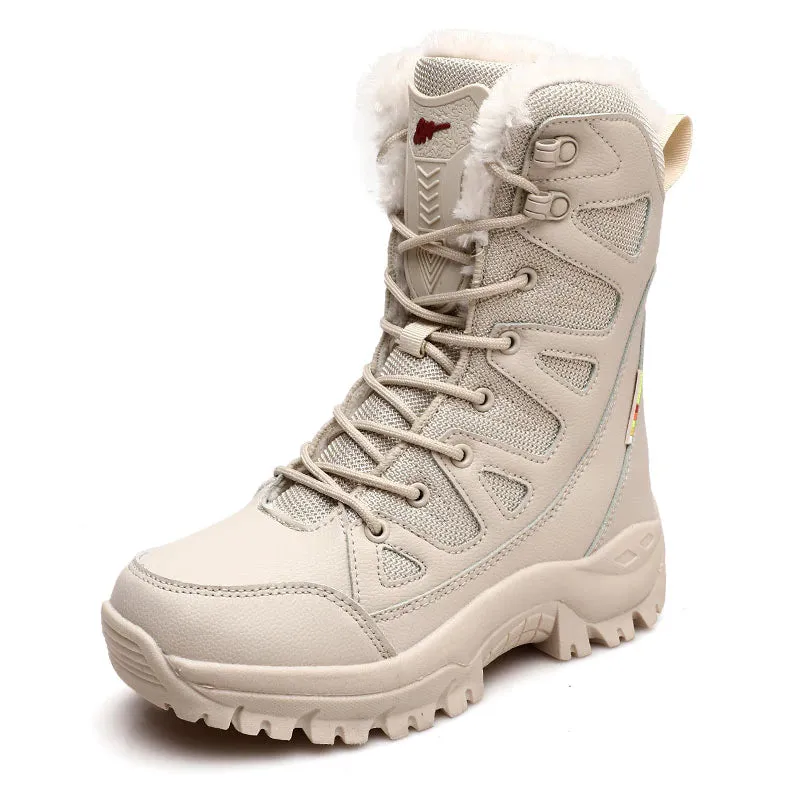 Plush Men Lace Up Casual High Top Snow Boots