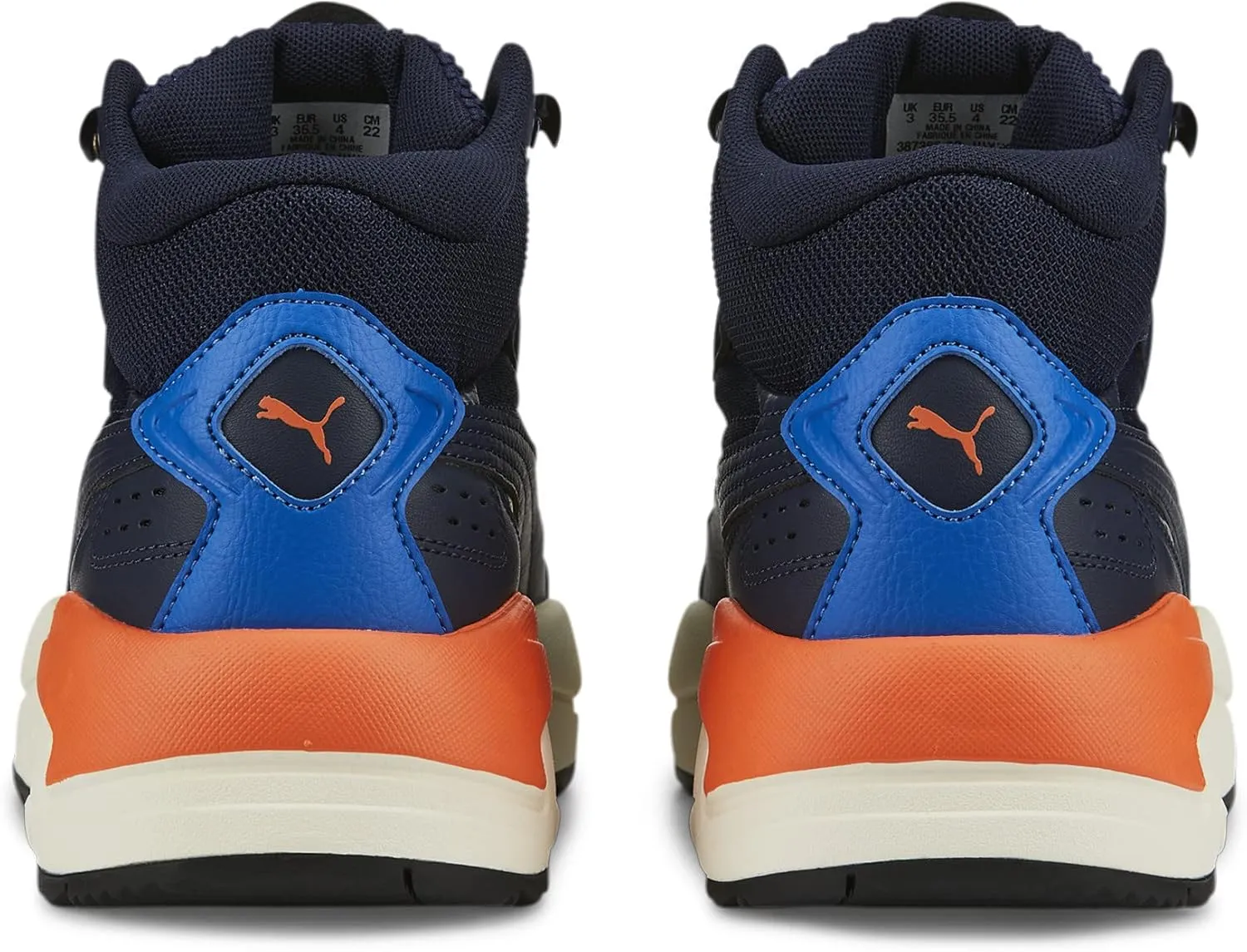 PUMA Unisex-Child Shoes X-Ray Speed Mid Winter Sneaker, Peacoat-Victoria Blue-Nasturtium, 4 US Big Kid
