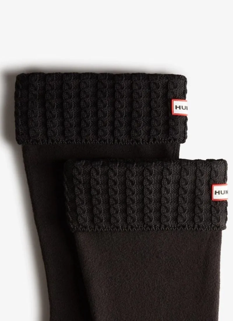 Recycled Mini Cable Knitted Cuff Tall Boot Socks