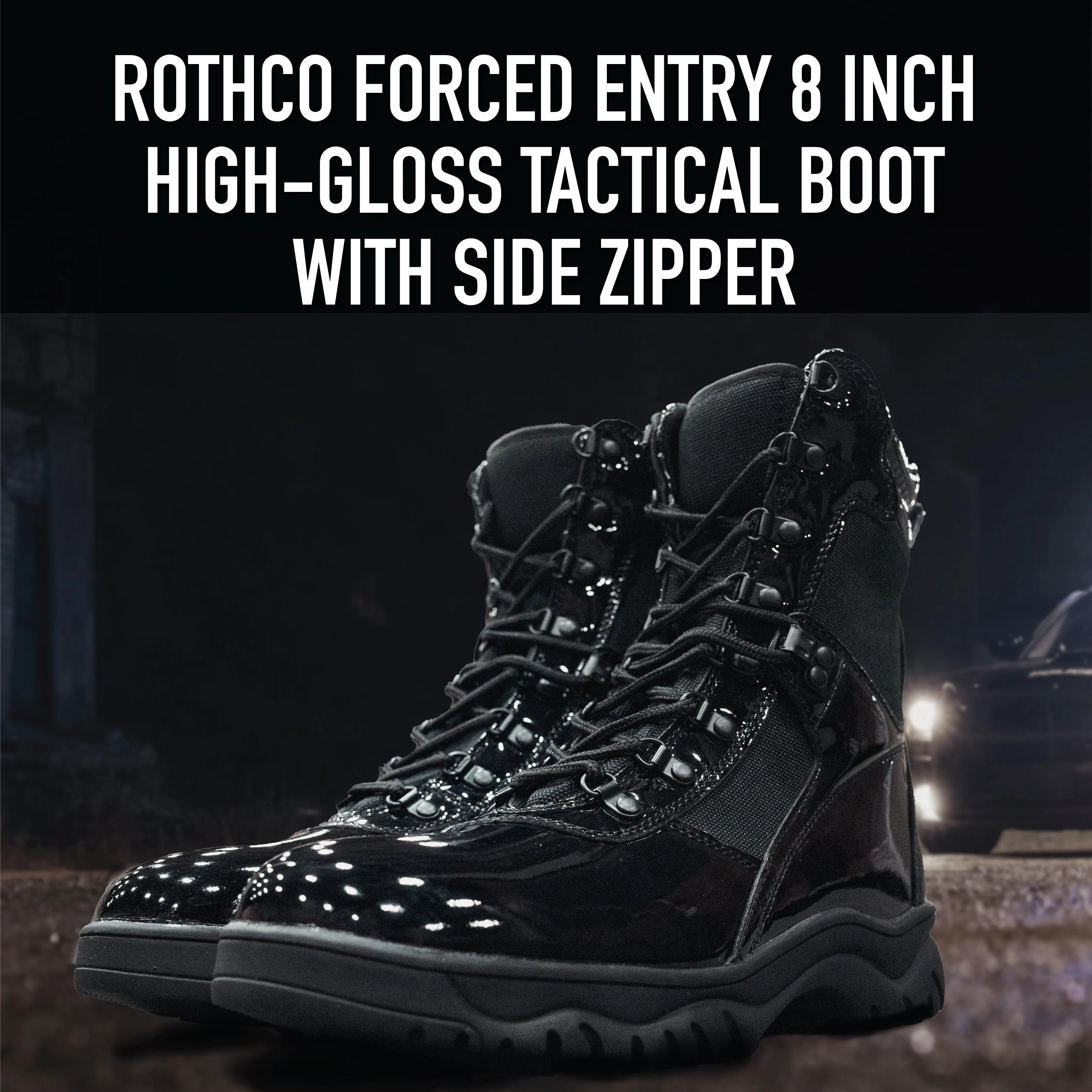 Rothco Forced Entry High-Gloss Tactical Boot with Side Zipper - 8 Inch
