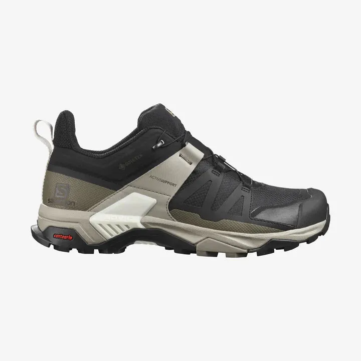 Salomon X Ultra 4 GTX Trail Hiking Shoe (Men's) Black/Vintage Kaki/Vanilla Ice