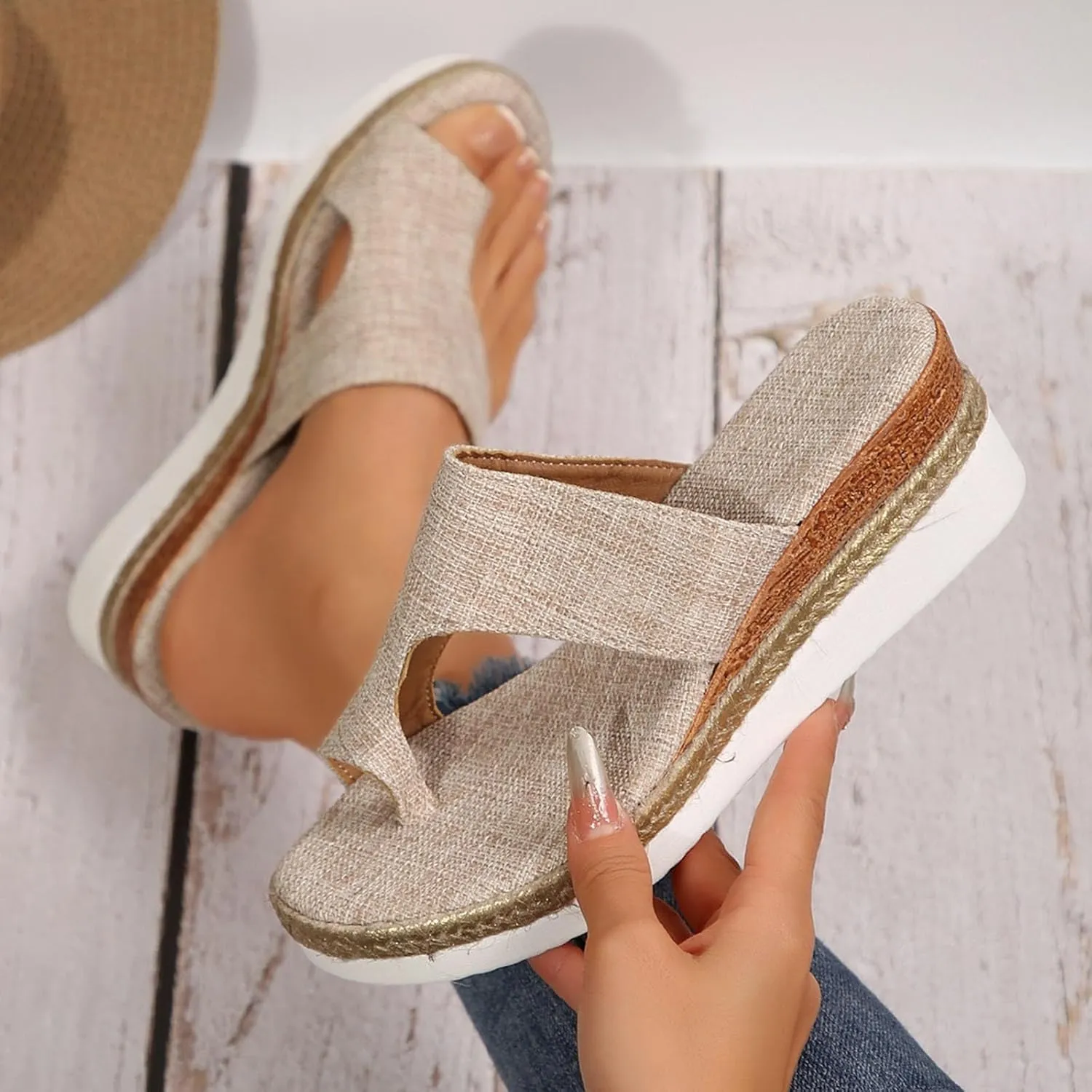 Sandals For Women 2025 Beach,Womens Sandals Comfort Dressy Toe Ring Slide Sandals Outdoor Beach Travel Platform Shoes