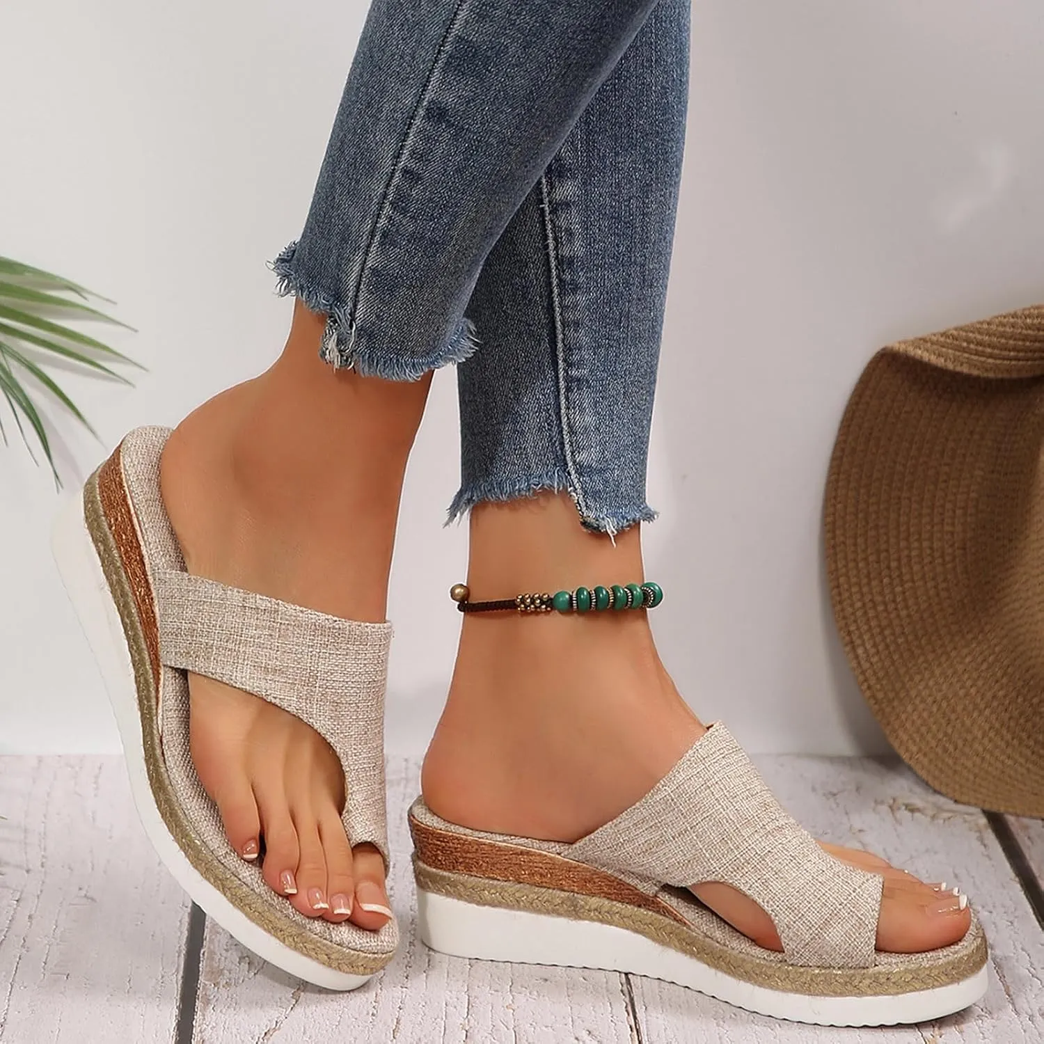 Sandals For Women 2025 Beach,Womens Sandals Comfort Dressy Toe Ring Slide Sandals Outdoor Beach Travel Platform Shoes