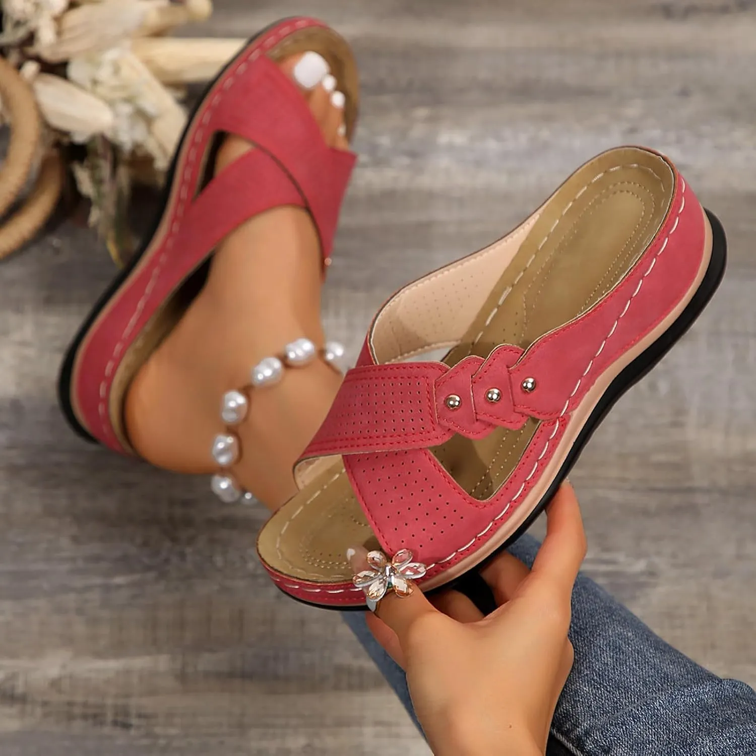 Sandals for Women Dressy Summer, Spring Sandals for Women Comfortable Slippers with Arch Support Sandal Flip Flops