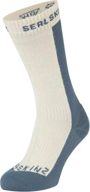 SEALSKINZ Starston Waterproof Cold Weather Mid Length Sock | Cream | Large