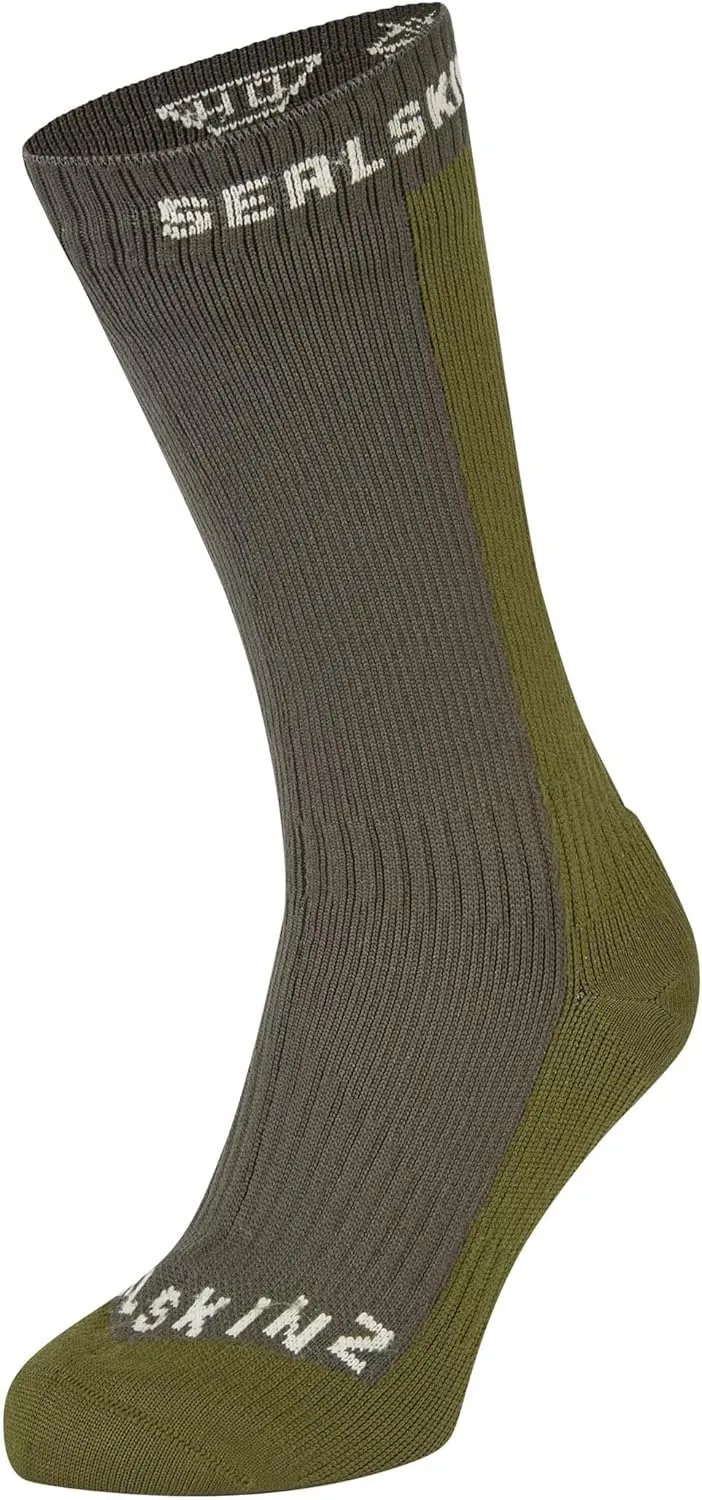 SEALSKINZ Starston Waterproof Cold Weather Mid Length Sock | Olive | Large