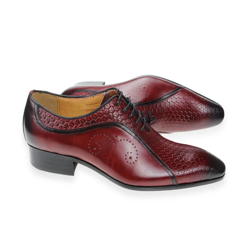 Side Carving Men's Genuine Leather Shoes