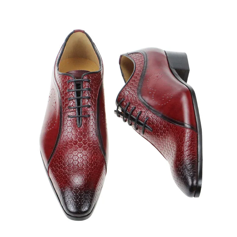 Side Carving Men's Genuine Leather Shoes