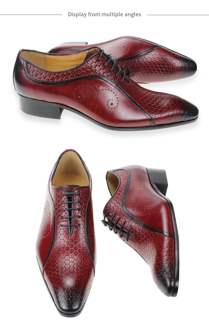 Side Carving Men's Genuine Leather Shoes