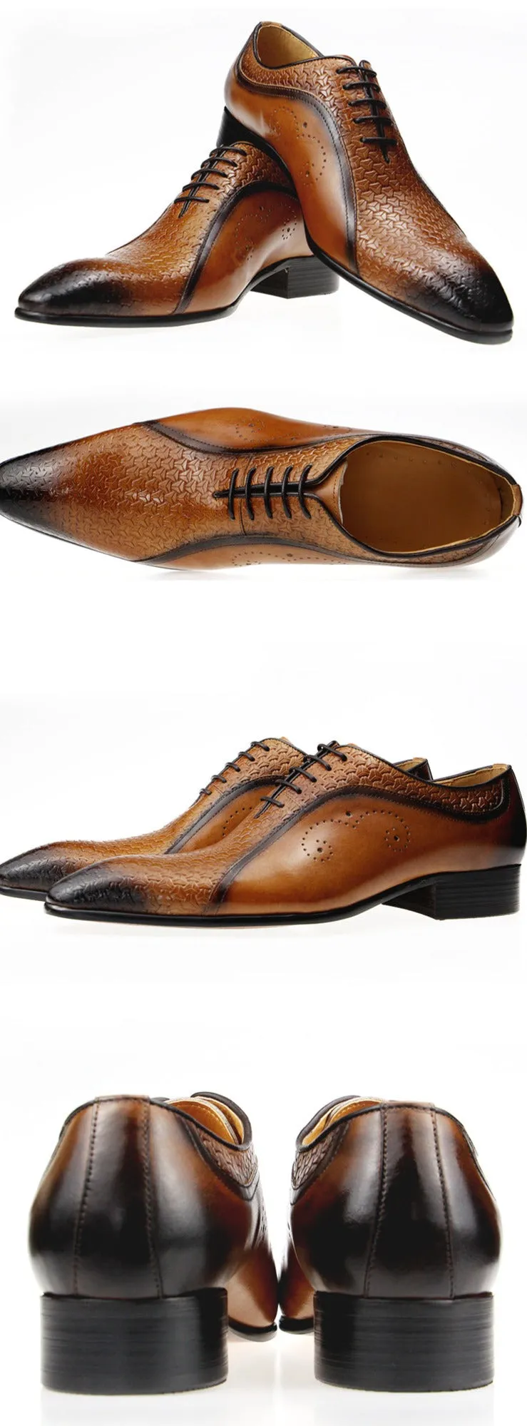 Side Carving Men's Genuine Leather Shoes