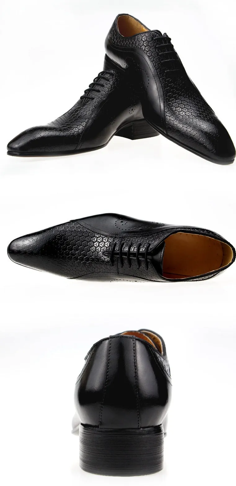 Side Carving Men's Genuine Leather Shoes