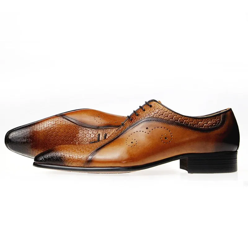 Side Carving Men's Genuine Leather Shoes