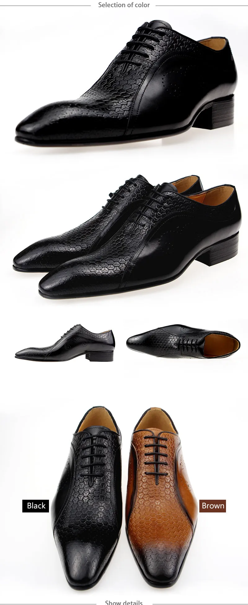 Side Carving Men's Genuine Leather Shoes