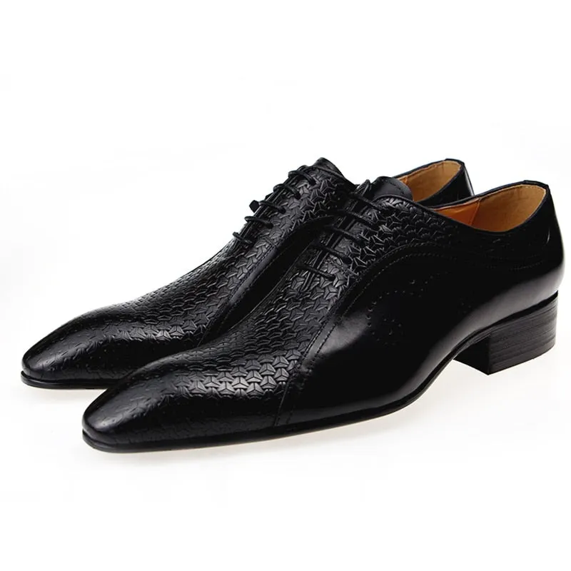 Side Carving Men's Genuine Leather Shoes