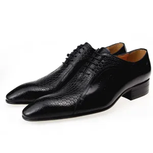 Side Carving Men's Genuine Leather Shoes