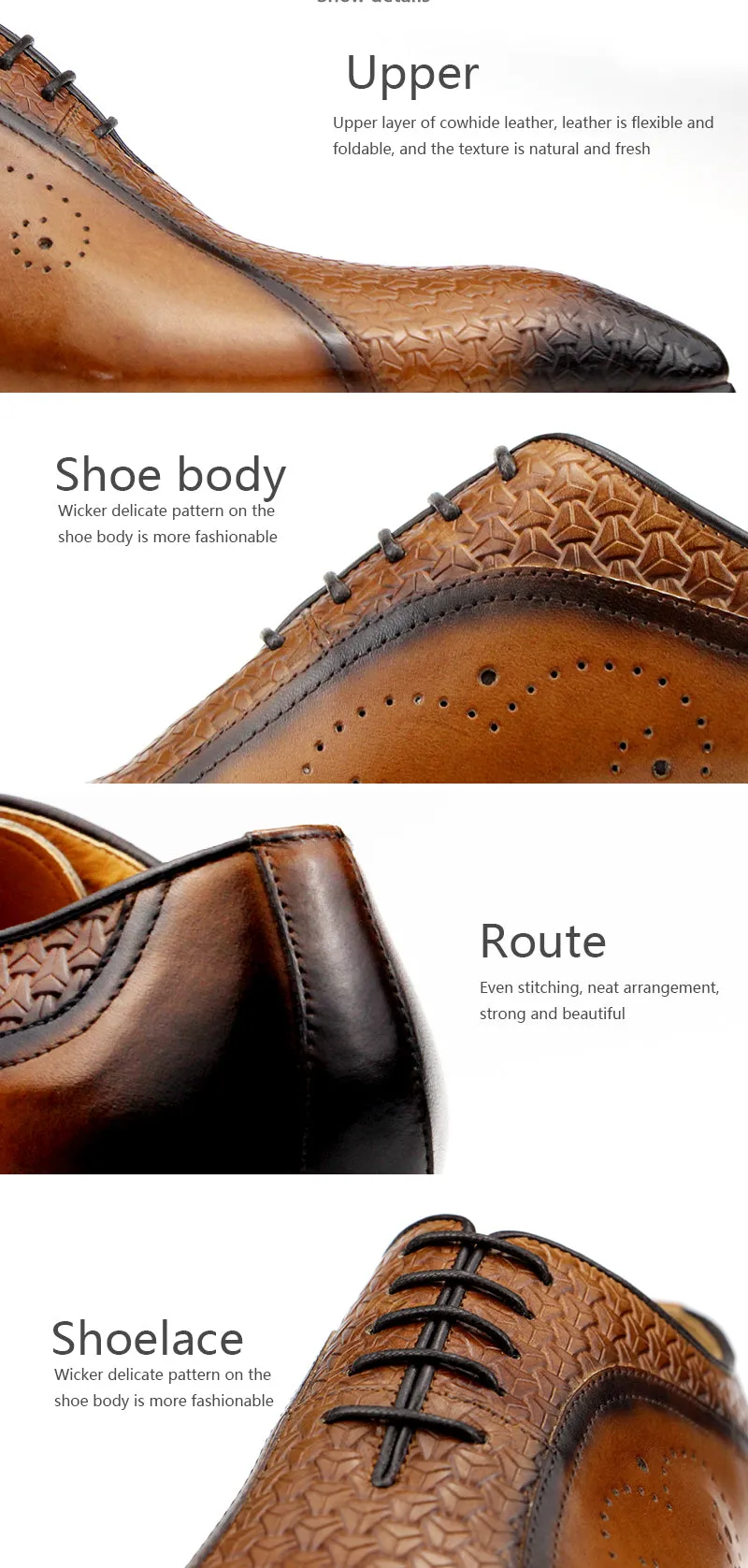 Side Carving Men's Genuine Leather Shoes