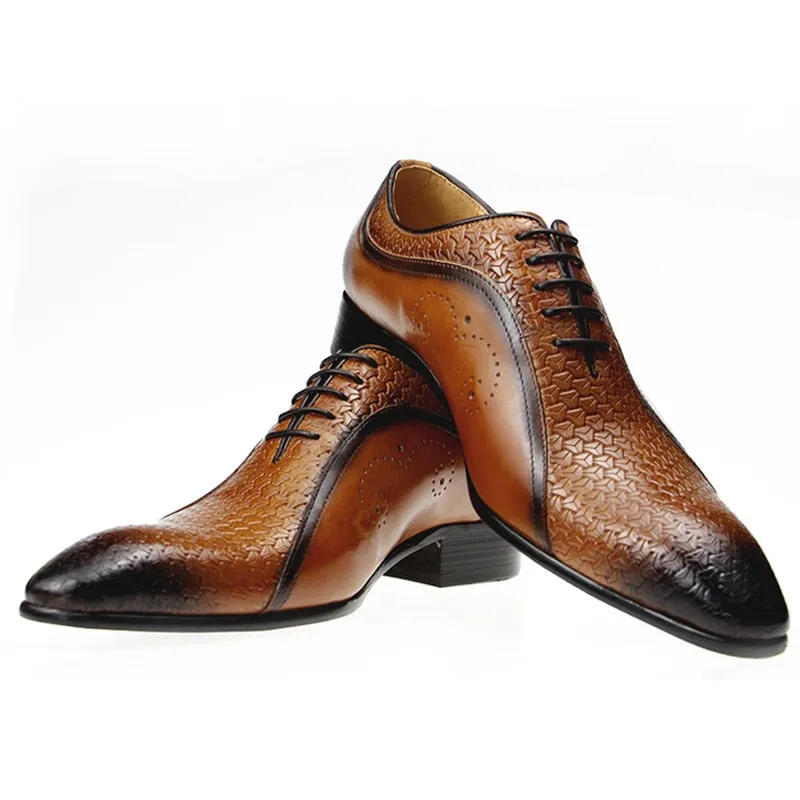 Side Carving Men's Genuine Leather Shoes