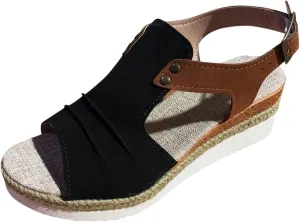 Smoneyful Womens Orthopedic Platform Wedge Sandals 2025 Summer Dressy Flat Open Toe Ankle Strap Espadrilles Strappy Slip on Arch Support Beach Boho Casual Outdoor Comfortable
