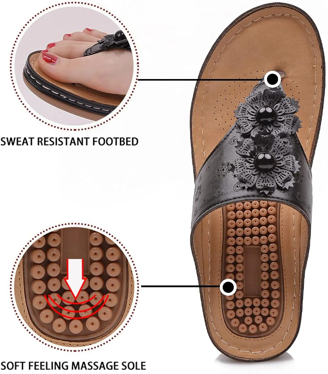 Smoneyful Womens Platform Wedge Sandals Comfortable Cushion for Summer Beach or Casual Walk Flip Flops Style
