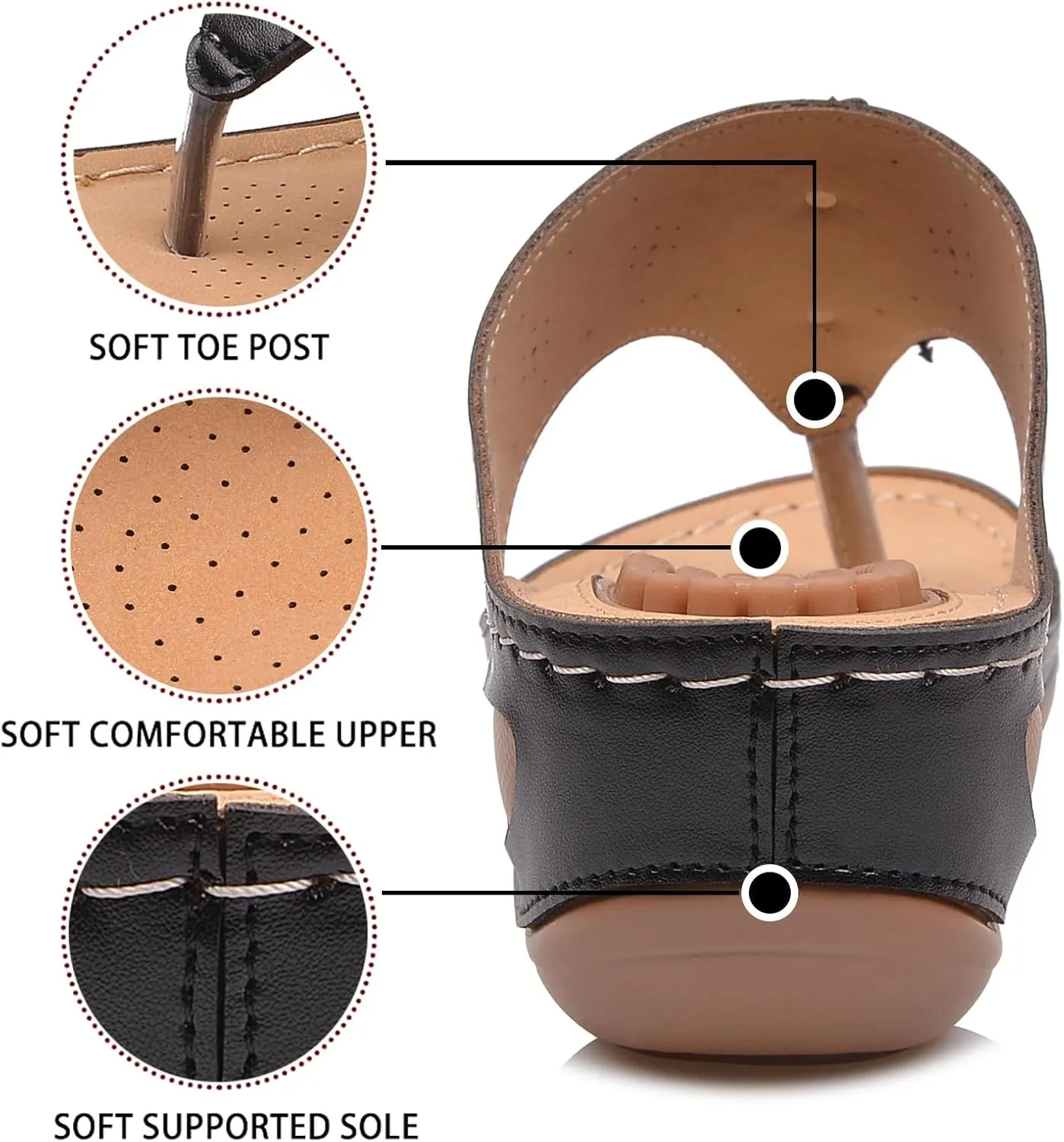 Smoneyful Womens Platform Wedge Sandals Comfortable Cushion for Summer Beach or Casual Walk Flip Flops Style