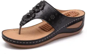 Smoneyful Womens Platform Wedge Sandals Comfortable Cushion for Summer Beach or Casual Walk Flip Flops Style
