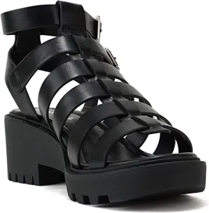 Soda Multi Strap Low Block Heel Sandals