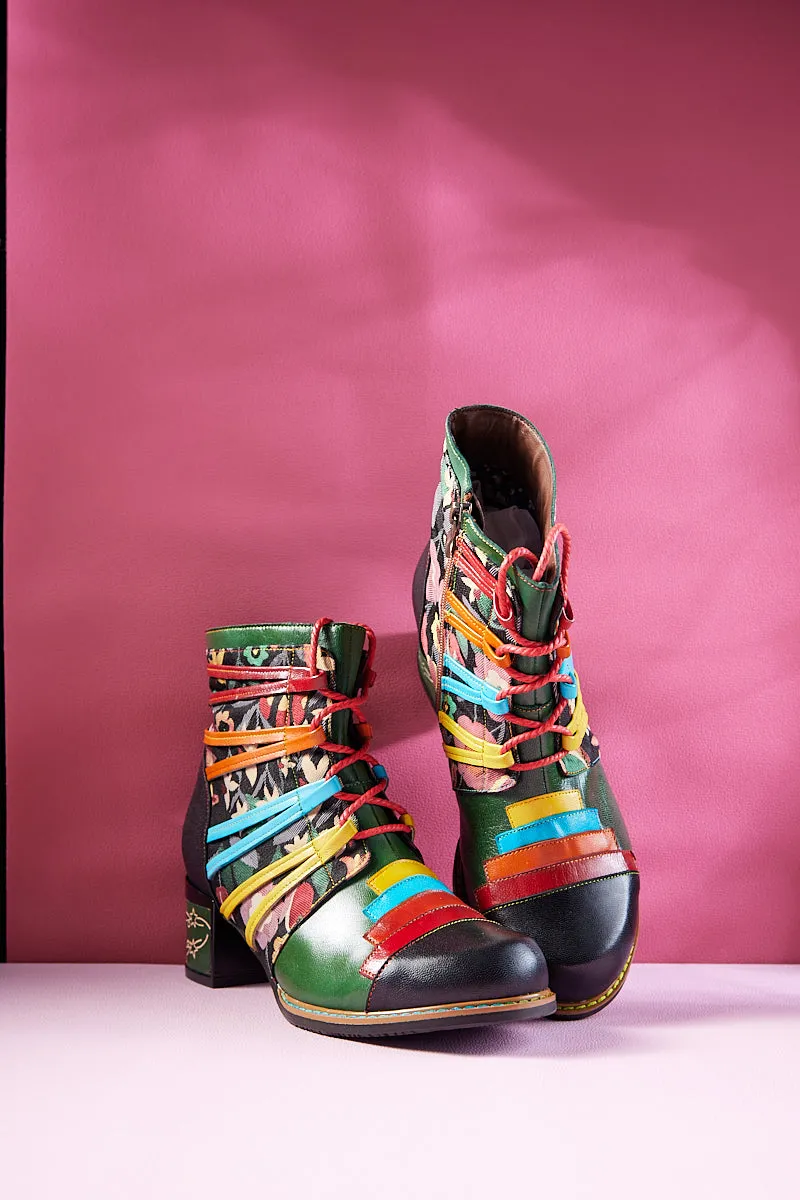 Soffia | Desert Express Floral Leather Combat Boots