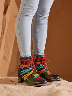 Soffia | Desert Express Floral Leather Combat Boots